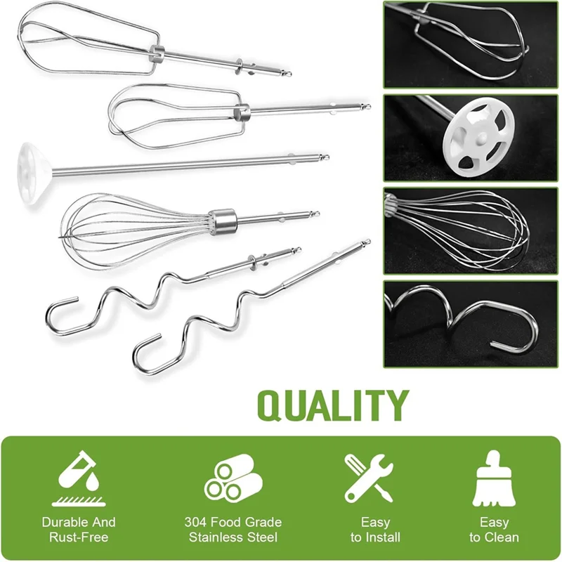 A89X Hand Mixer Beaters For Cuisinart Stainless Steel Left And Right Turbo Style Beaters,Wire Egg Whisk,Liquid Blending Rod