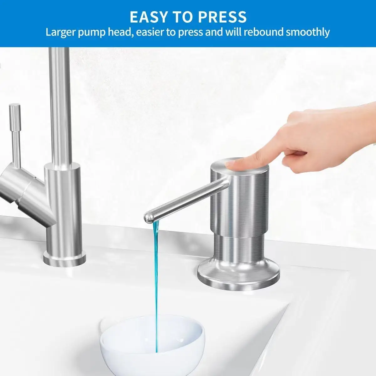 Stainless Steel Press Pump Head Soap Dispenser for Kitchen Sink Soap Dispenser Extension Tube kit Under Sink Soap Dispenser