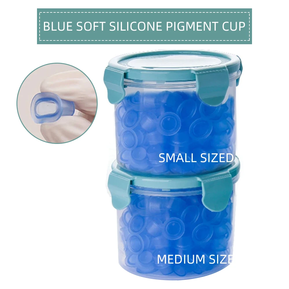 100pcs S Or M Silicone Disposable Tattoo Ink Cups Holder With Storage Box Tattoo Supplies Cap Container Accessories Equipment