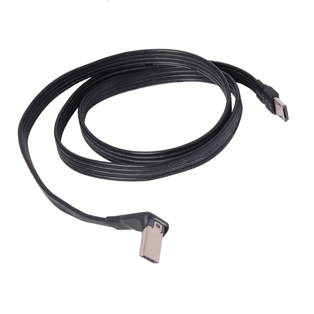 FFC USB 2.0 Type-c Up Down Angle 90 Degree Male To Micro USB Straight Male Flat Cable Flexible Extension FPV Adapter Data Cable