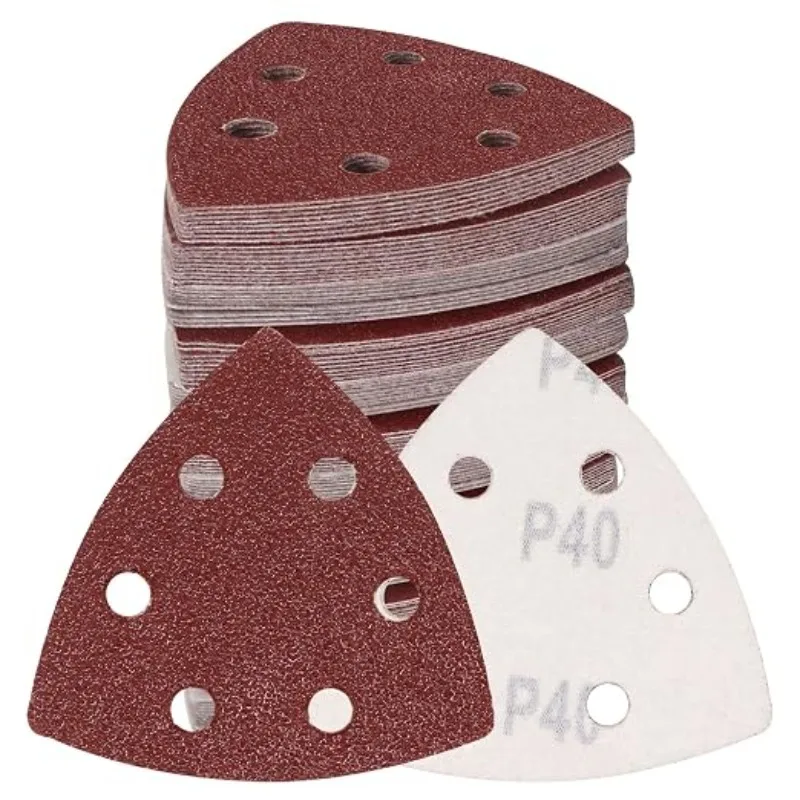 TQLQ 10/20/50PCS 6-hole Mouse Sandpaper Details, Sandpaper, Sanding Disc, Mouse Sandpaper Pad, Hook and Loop Triangle Sandpaper