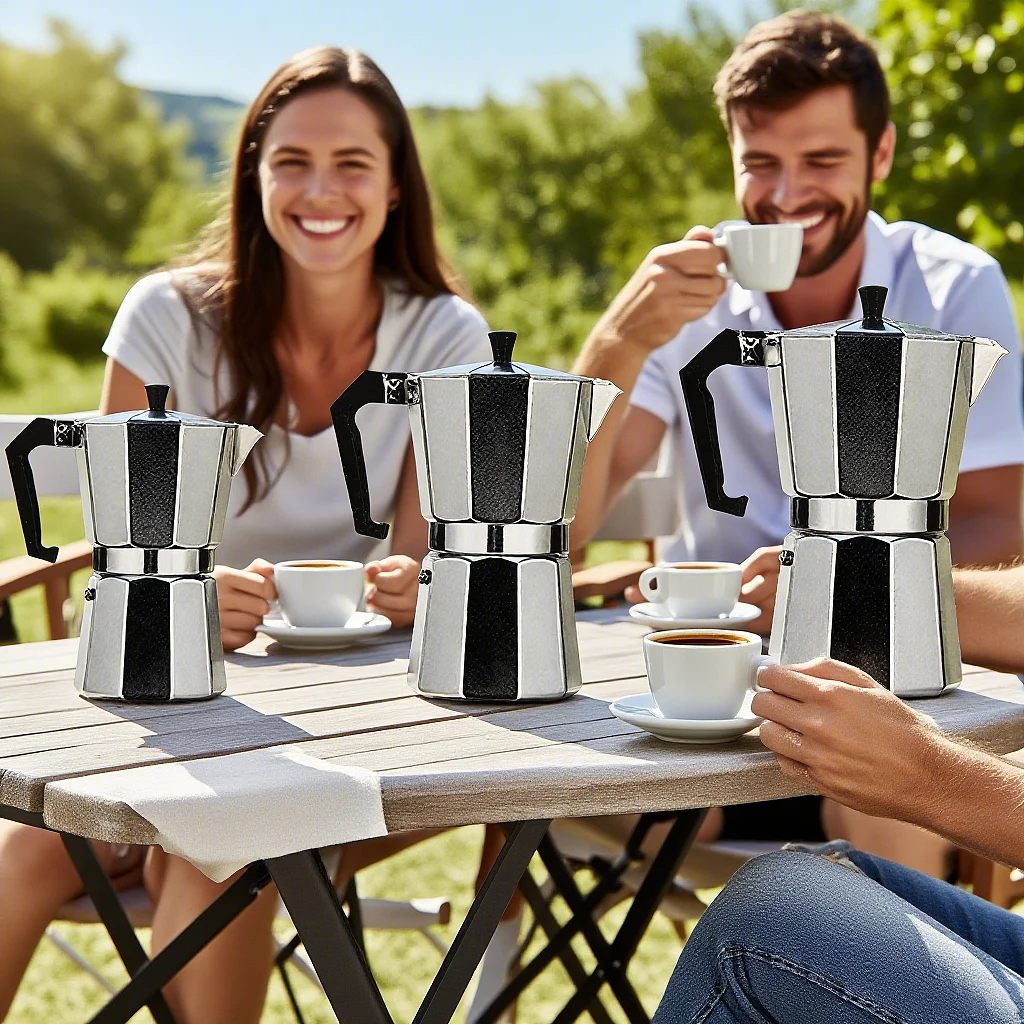 

Aluminum Coffee Kettle Household Italian Octagonal Moka Coffee Tea Pot Office Home Travel Outdoor Camping Tableware Equipment