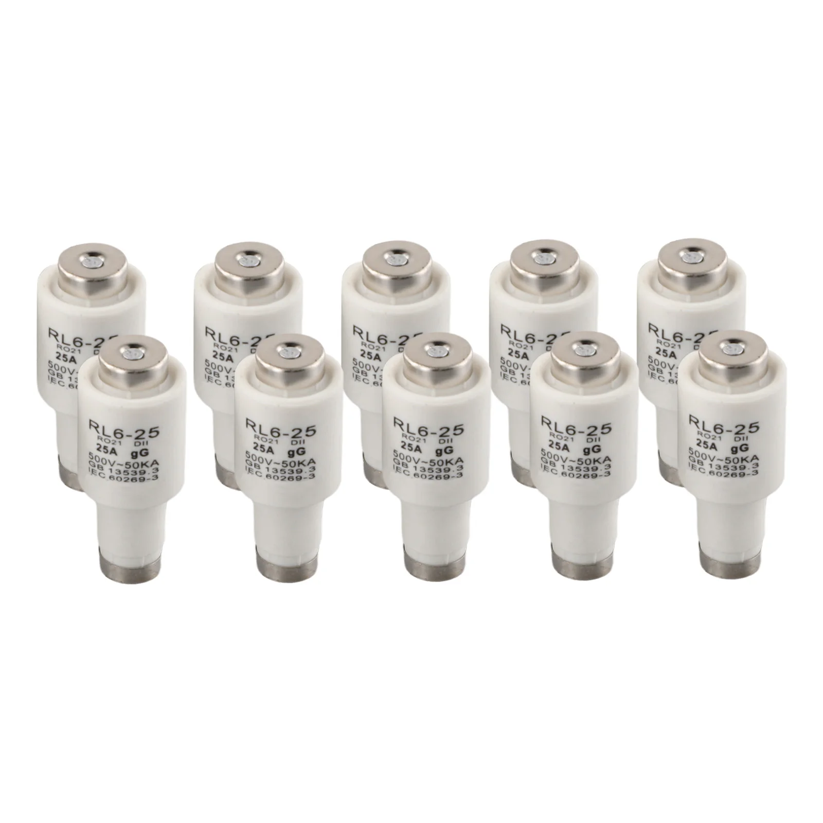 AAAAASpiralEarthenwareFusePack Breaking 500VAC Fuse DII Size DII Fuses 4A Rated Current 50kA Interrupting Capacity