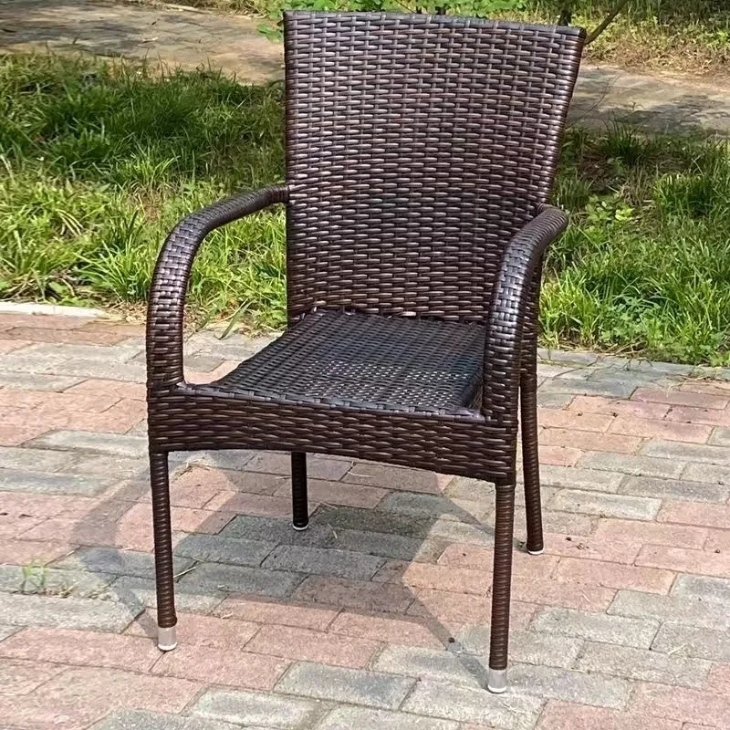 Outdoor rattan chair Dining chair Environmental protection PE rattan sun protection Armchair Balcony courtyard
