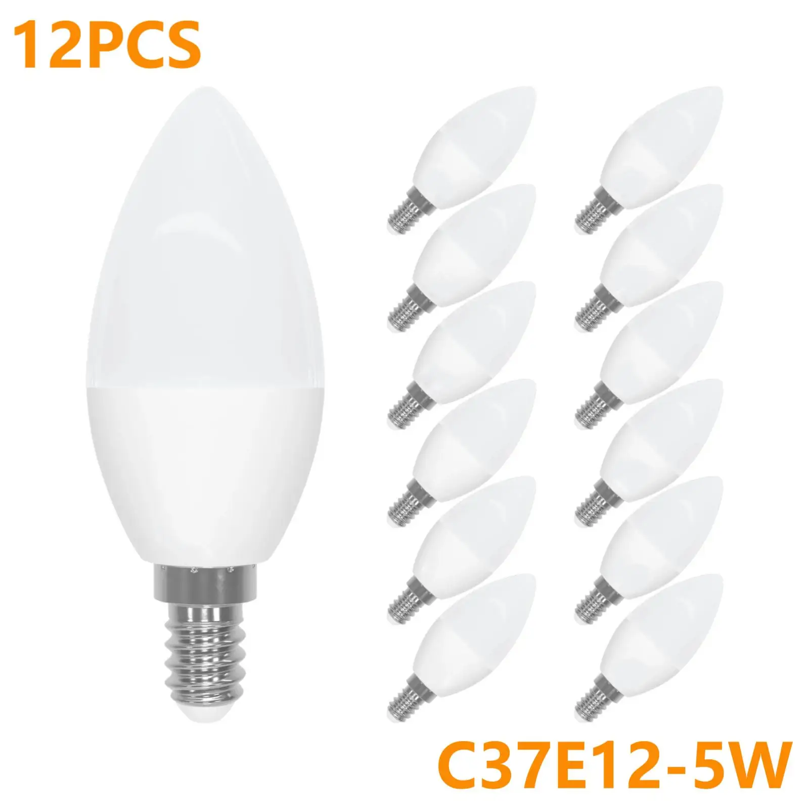 

12 Pack E12 Candelabra LED Bulb 5W 500LM 3000K 5000K 6500K Chandelier LED Light Bulbs Type B for Ceiling Fan Non-dimmable