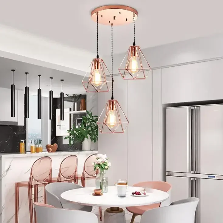 Simple Iron Chandelier rose gold creative restaurant living room clothing store individual lamps