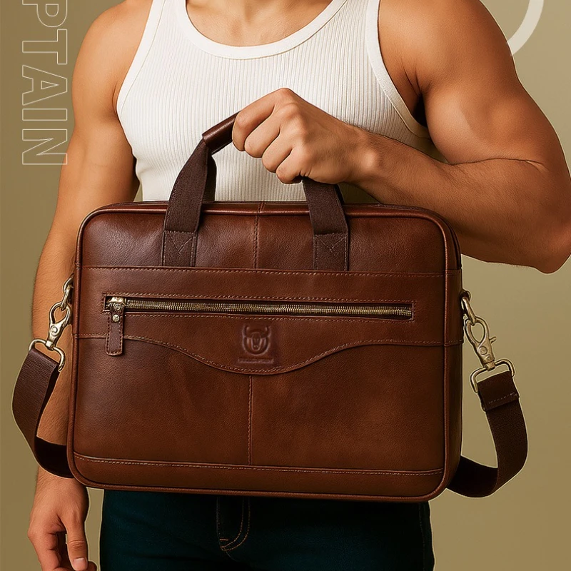 Merk lederen herenaktentas Premium kwaliteit schoudertas met grote capaciteit Zakelijke laptoptas Handtas Crossbody tas