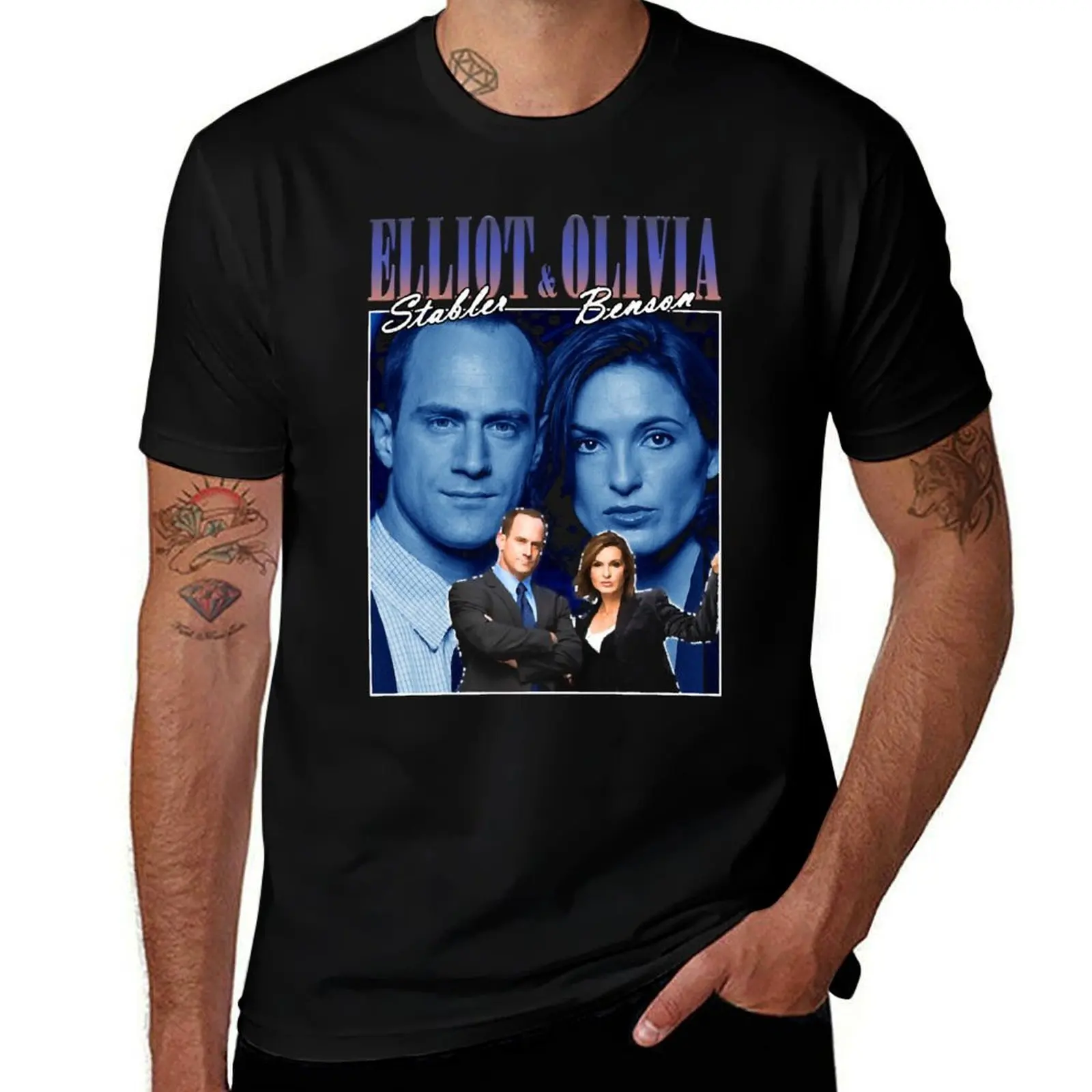 Elliot Stabler and Olivia Benson Vintage 90s , Law and Order Fan Retro Valentine Couple Tee E T-Shirt Trend Art Print T-Shirt