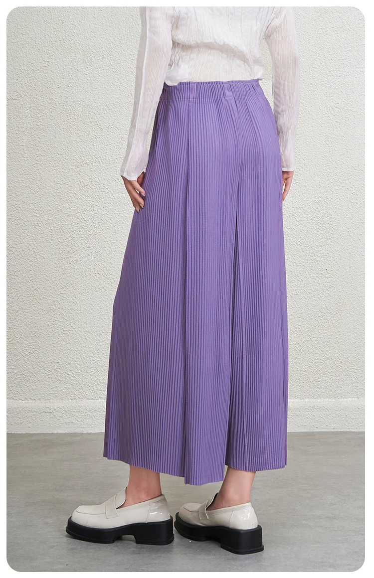 Miyake Fold Autumn Commuting Style Fold Dressing Simple Korean Versatile Comfortable High Waist Casual Pants Nine Fold Pants