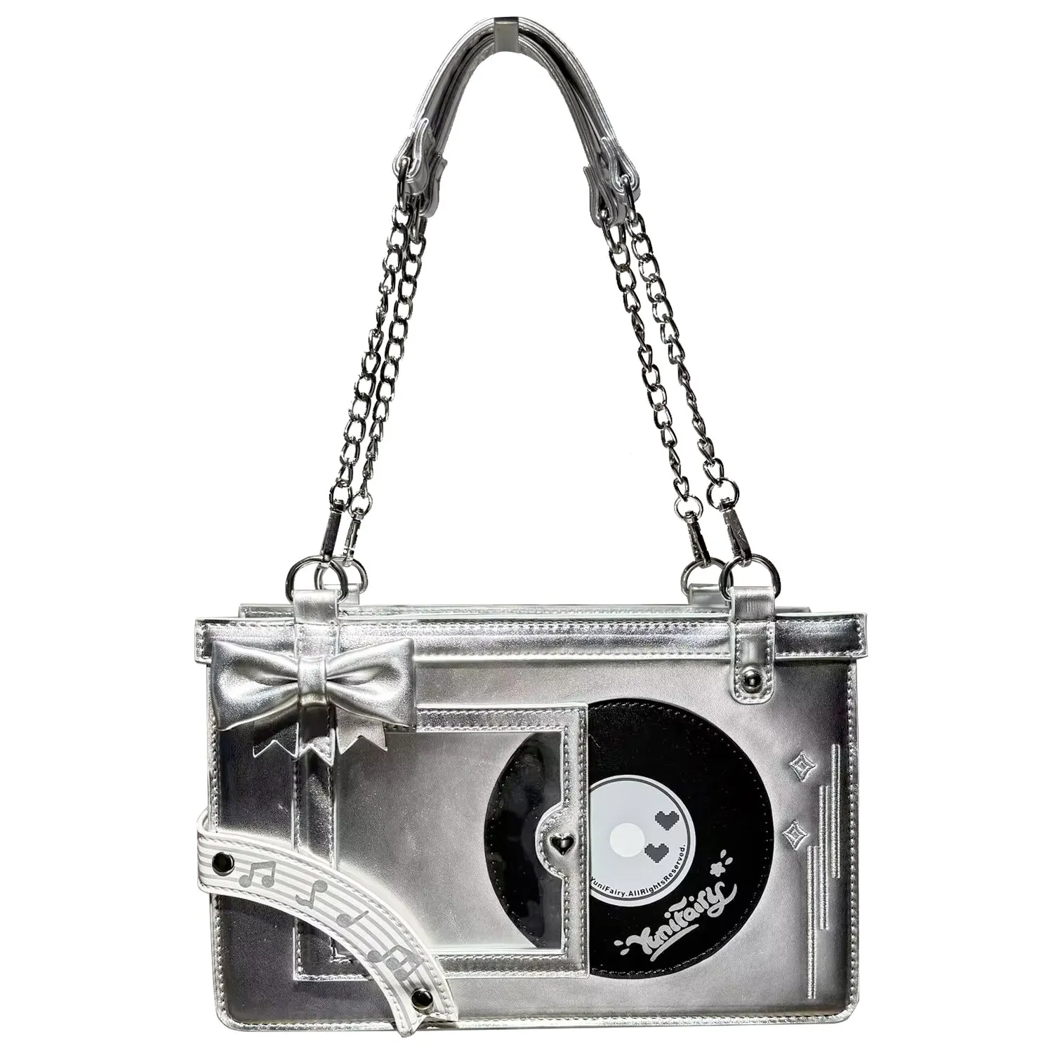 Bow Chains Ita Bag Sweet Lolita Shoulder Bags for Teenage Girls Elegant Crossbody Transparent Summer PU Uniform Bolsa Mujer