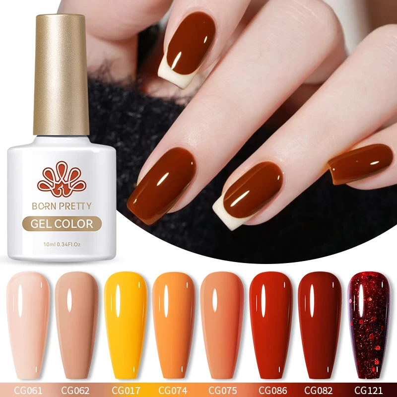 BORN PRETTY 6/8pcs 10ml ฤดูใบไม้ร่วงฤดูหนาวสีเจลเล็บชุดกาแฟสีฟ้าทั้งหมดสําหรับตกแต่ง Soak Off เล็บยาวนาน