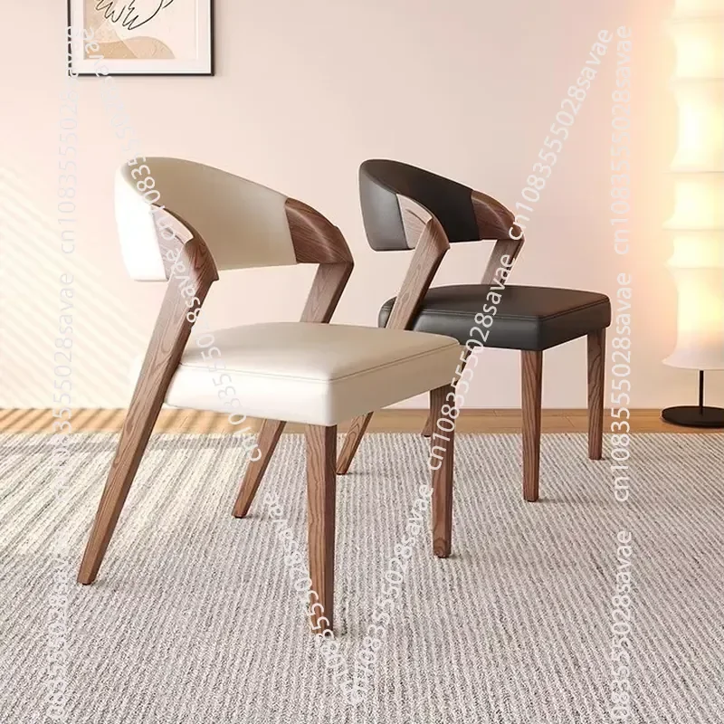 Modern Dining Chair, Elm and Napa Leather, Durable Dining Chair, Suitable for Home Furniture Living Room