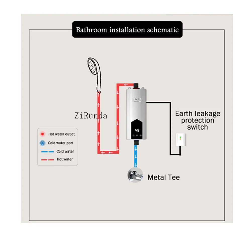 220V 110V Scaldabagno Elettrico Istantaneo Senza Serbatoio 3500/5500W Bagno di Casa Doccia Riscaldamento Veloce Acqua Calda Display Digitale LCD