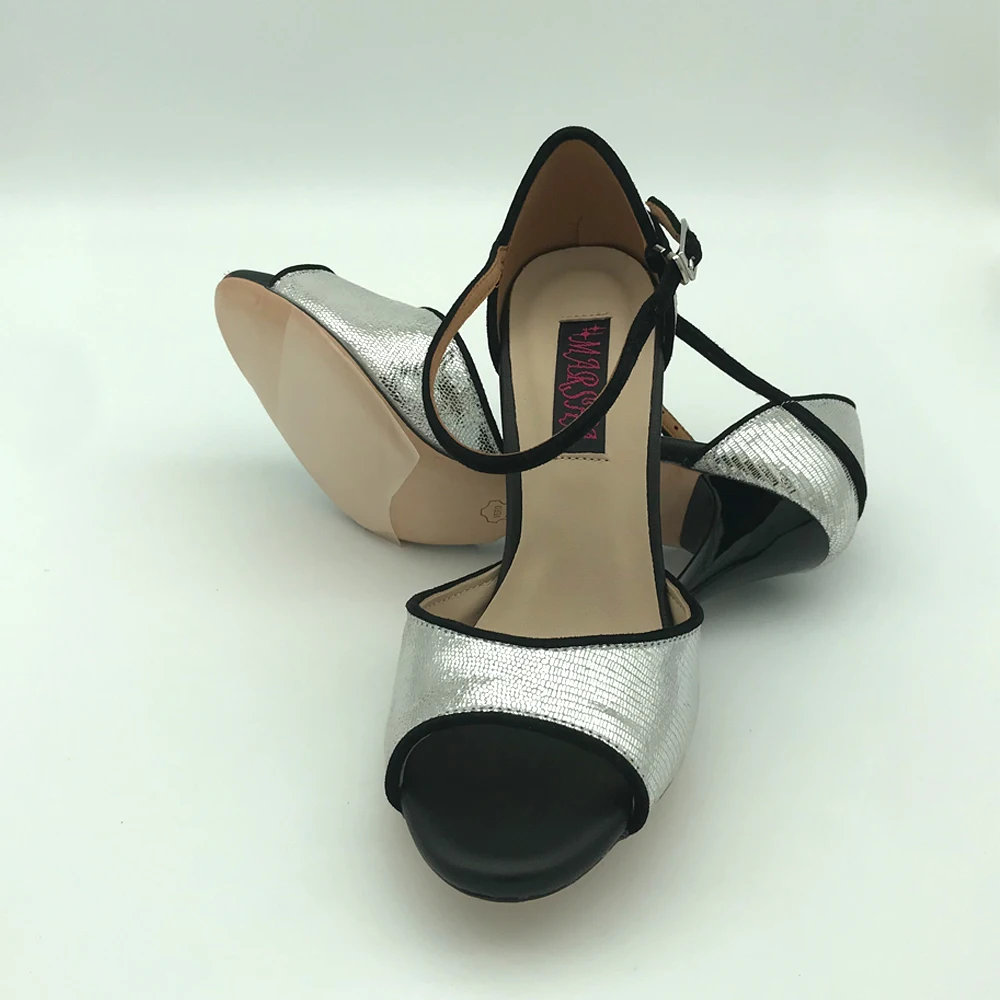 Chaussures de danse tango argentine sexy, chaussures de soirée, semelle extérieure en cuir, chaussures de mariage, T6205SBL, talon de 7.5cm et 9cm,