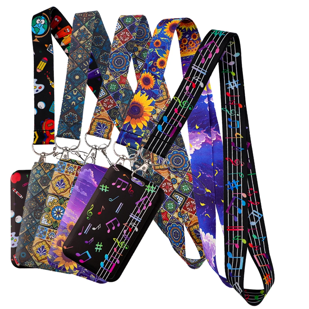 

Music Note Lanyard Credit Card ID Badge Holder Key Ring Bag Card Cover Keychain Fashion Phone Charm New Accessories