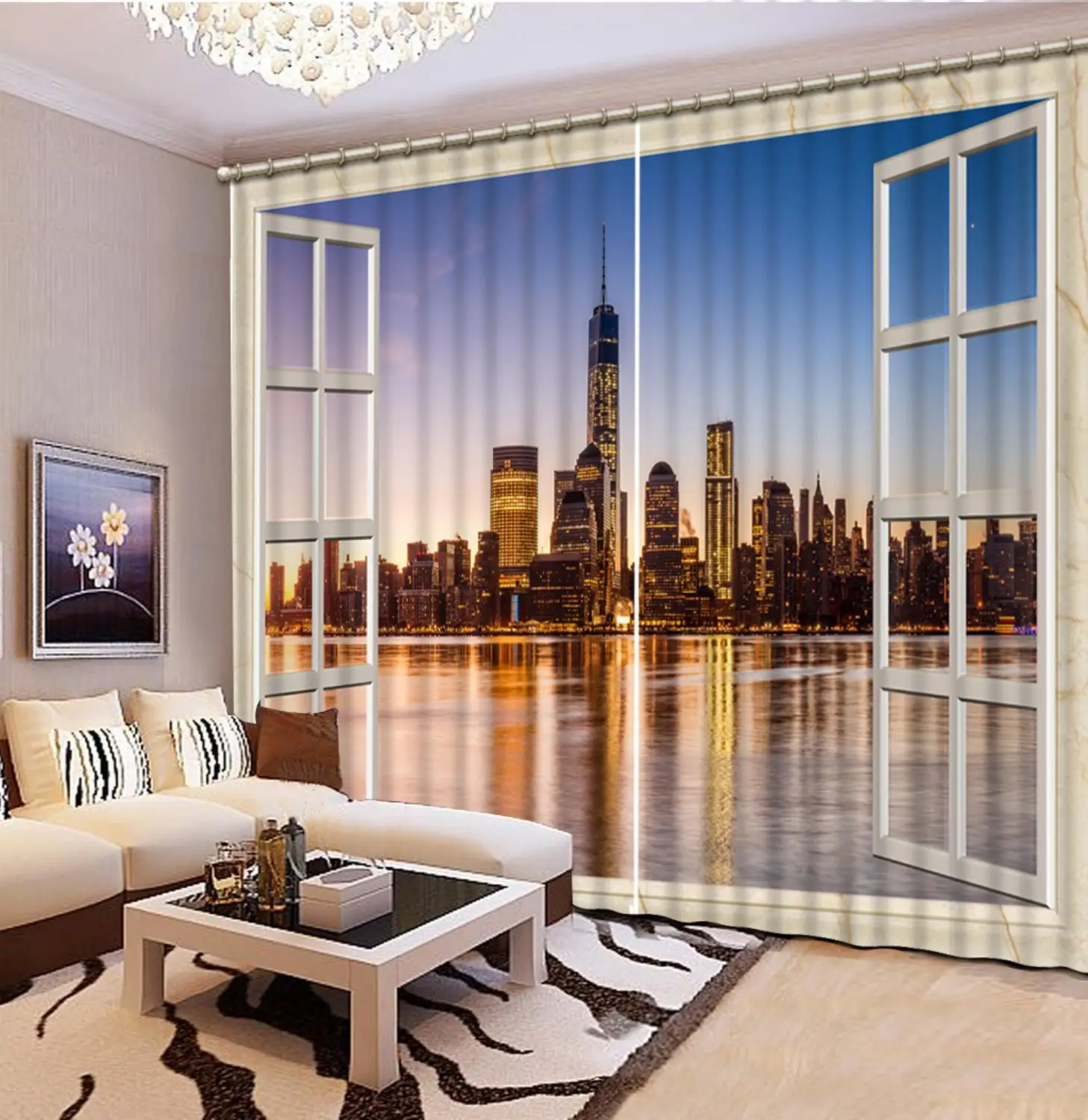 Luxury 3D Window Curtain living room building night curtains for bedroom hotal home curtains High-precision Shade