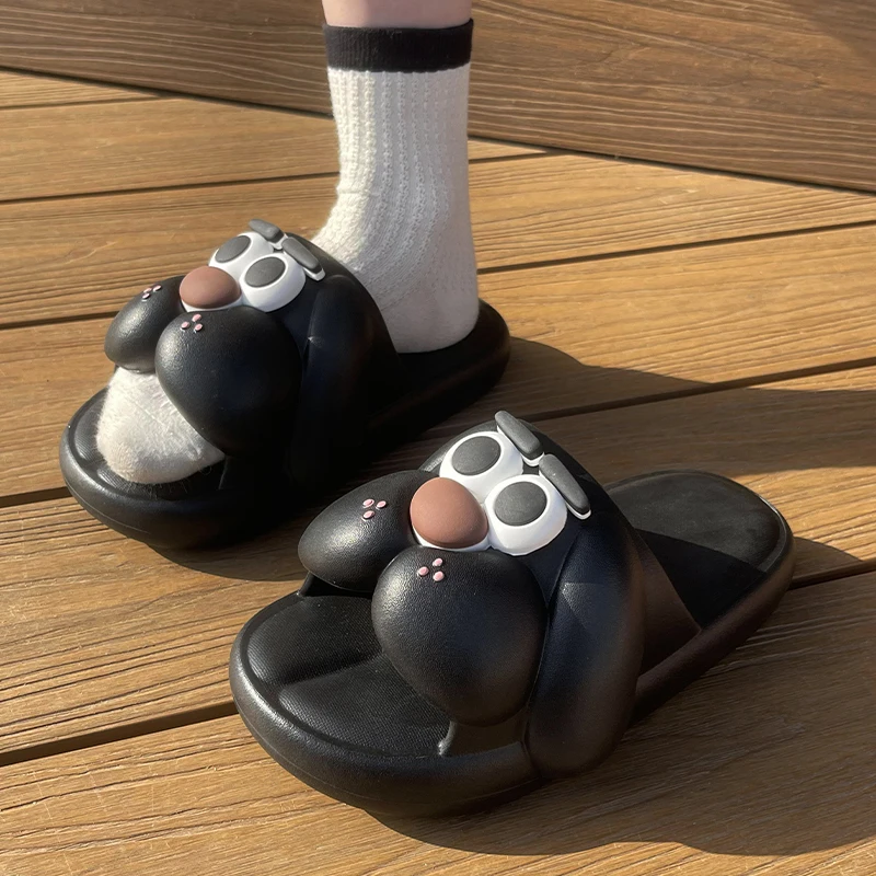 

Cute Cartoon Dog Home Bathroom Slippers For Women Beach Slides Anti-slip Girls Student Summer Platform Shoes Street Sandals