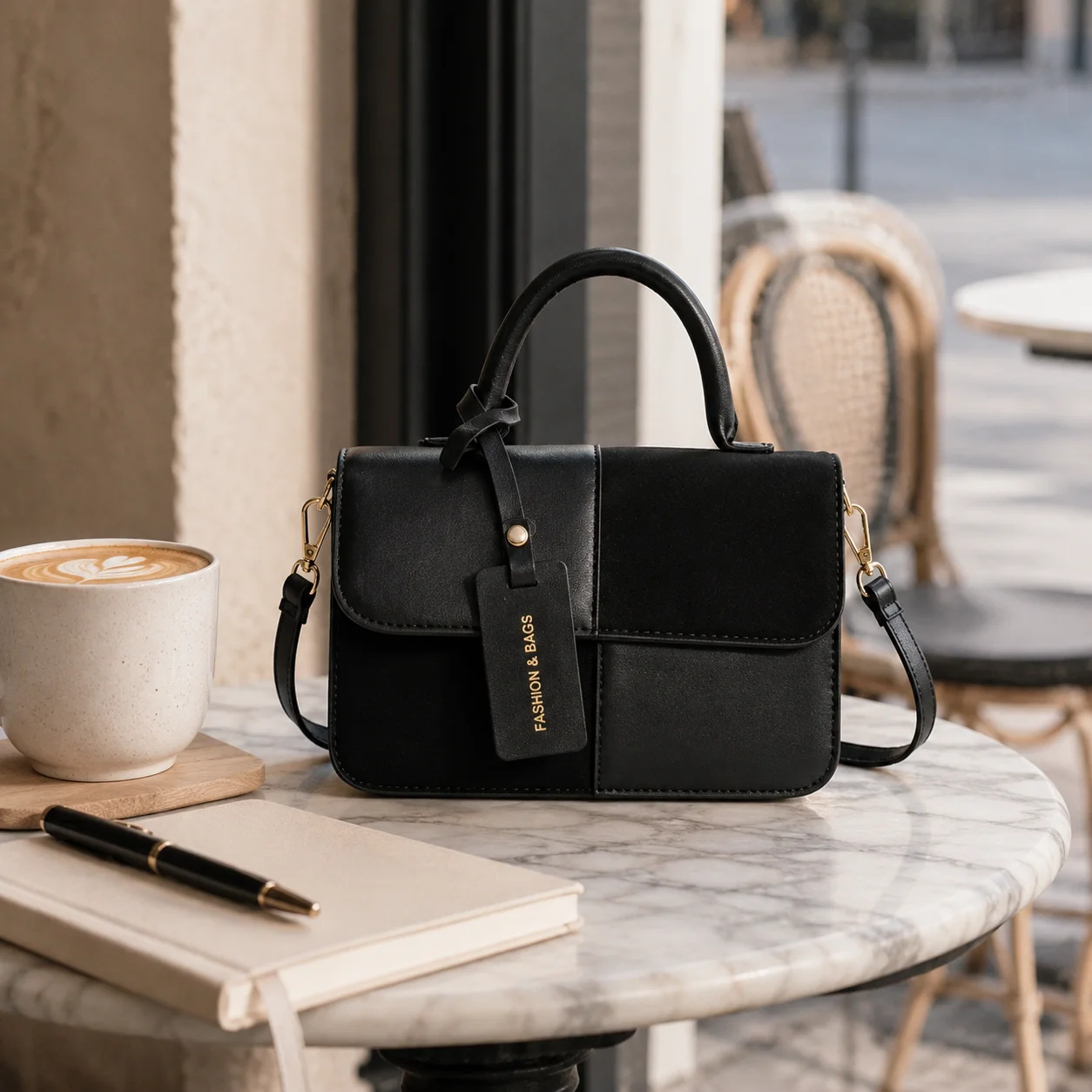 Women's Black Shoulder Bag, Sm - огляд і ціна Structured Handbag Top Handle