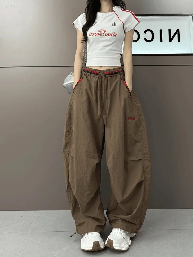 

Color Blo Waist Knife Pants Men's Women's American Qui Dry Workwear Loose Lazy Sle Wide Leg Casual Long Trousers