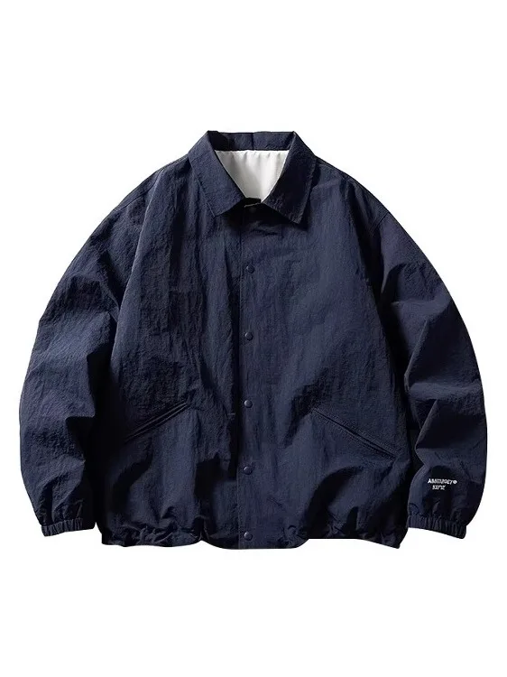 

Повседневная свободная мужская куртка 202, весна-осень, новинка 202, однотонная универсальная простая верхняя одежда с отложным воротником