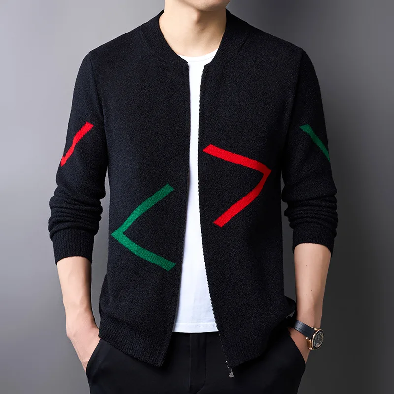 

Autumn New Trend Knitting Sweater Men's Long Sleeve V-neck Cardigan Jacket Men's Korean Style Affordable Luxury Fashion