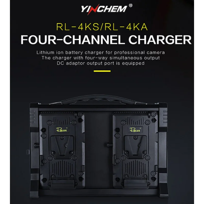 YinChem ROLUX RL-4KS Carregador de bateria Carregador de 4 canais Monitor Sistema de fonte de alimentação Carregador de lâmpada LED