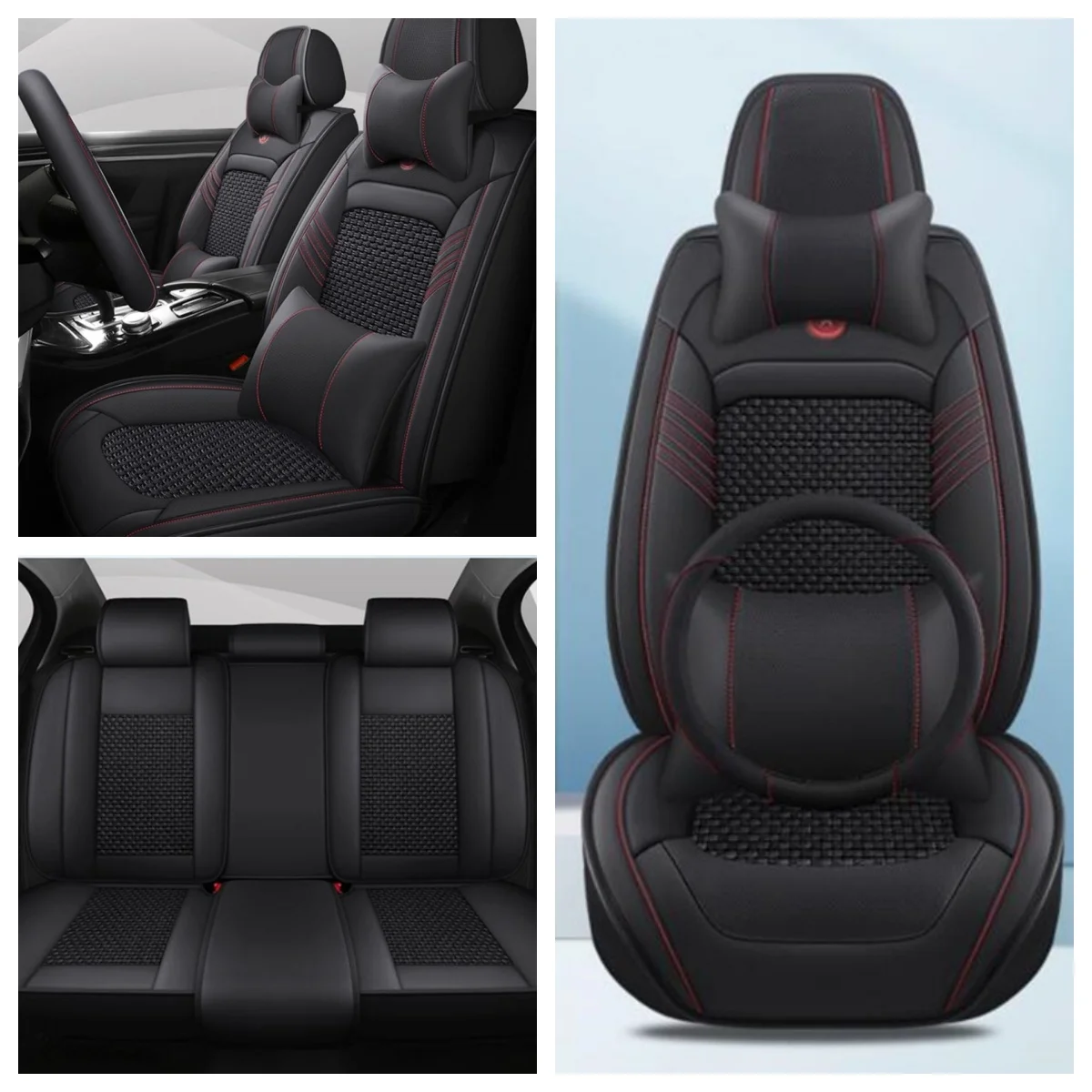 

Front and back car seat covers + Steering wheel cover for Toyota Harrier 2024-2021 Top quality breathable seat cushion seat case