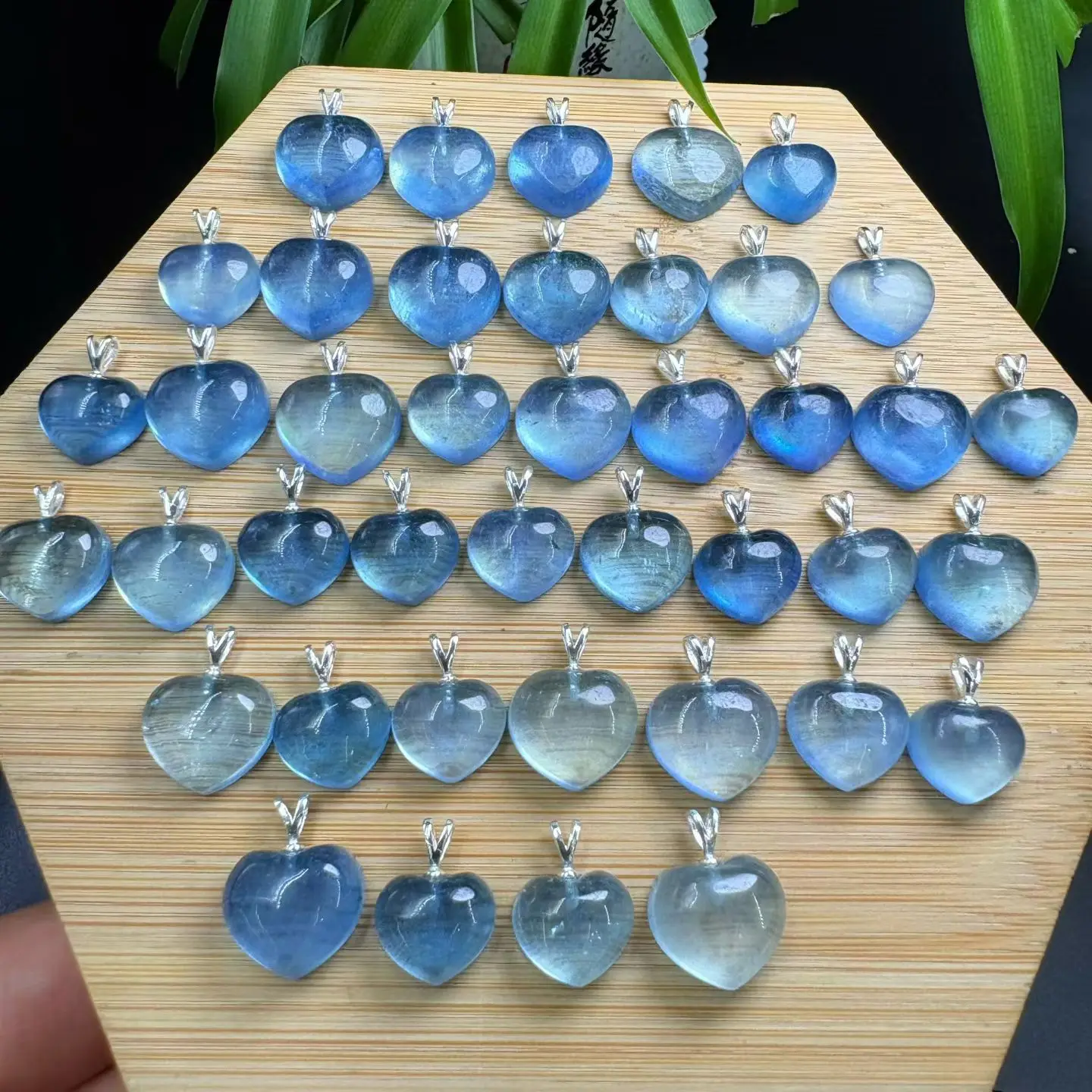 1 Pc Fengbaowu Natural Aquamarine Heart Pendant 12-14MM Heart 925 Sterling Silver Reiki Healing Stone Jewelry Gift For Women