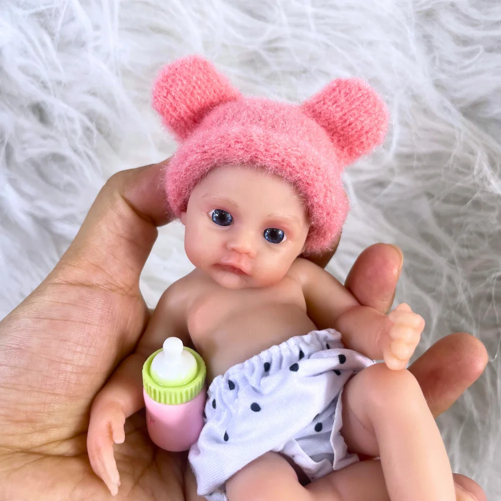 

6 Inch 15CM Mini Reborn Baby Meadow Full Silicone Doll Original Girl Full Solid Silicone Washable Doll Toy Christmas Gift