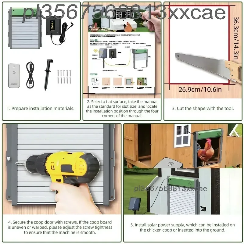 باب الدجاج الأوتوماتيكي يعمل بالطاقة الشمسية من سبائك الألومنيوم مع وضع يدوي لجهاز الاستشعار عن بعد لسلامة حظيرة الدجاج