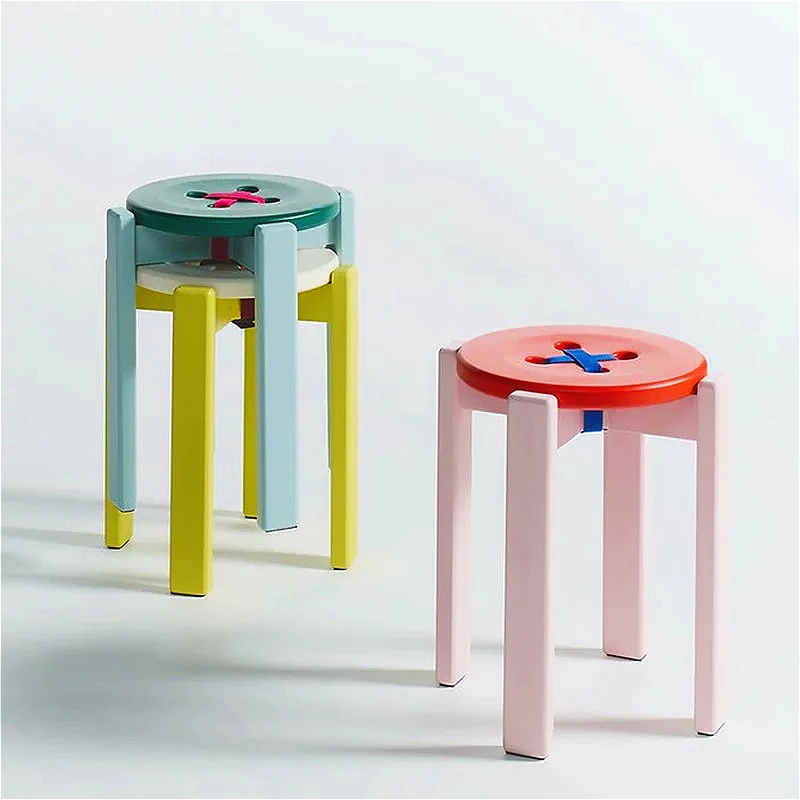 Solid Wood Stool Modern Portable Mobile Round Stool Creative Cute Decoration Stools Living Room Dining Chair Designer Furniture
