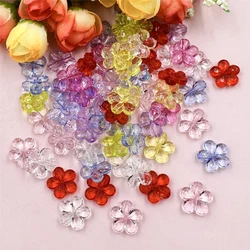 100pcs 14mm Acrylic Multicolor Flower Shape Spacer Loose Beads With Hole DIY Handmade Material Jewelry Accessories Wholesale