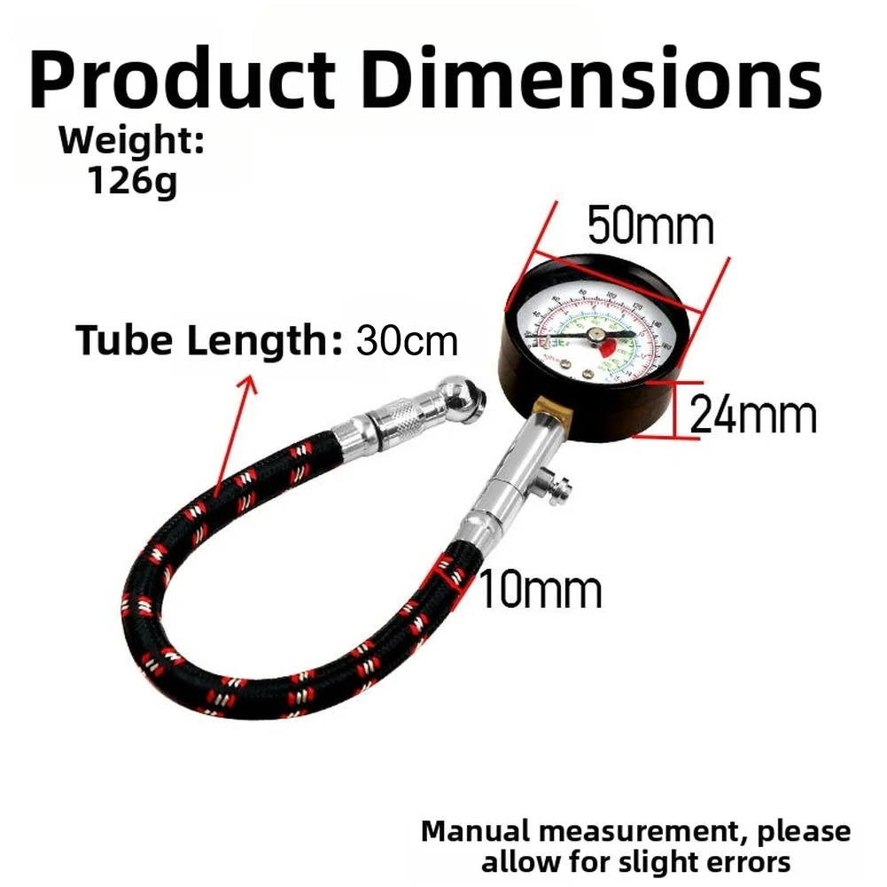 Black Tire Pressure Gauge Optimal Tire Pressure Tool Pressure Sensor Accurate Reading Quick Deflation Function