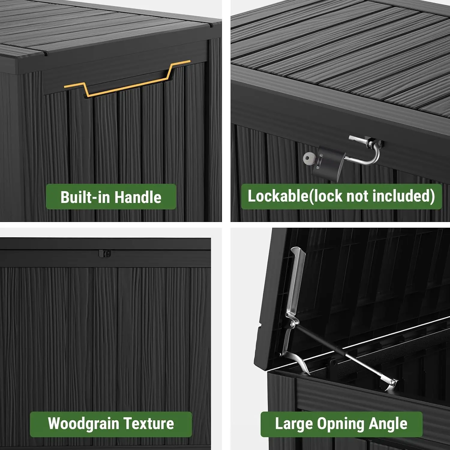 200 Gallon Outdoor Storage Box, Lockable Waterproof Deck Box with Hydraulic Lid for Patio Cushions & Garden Tools view 2
