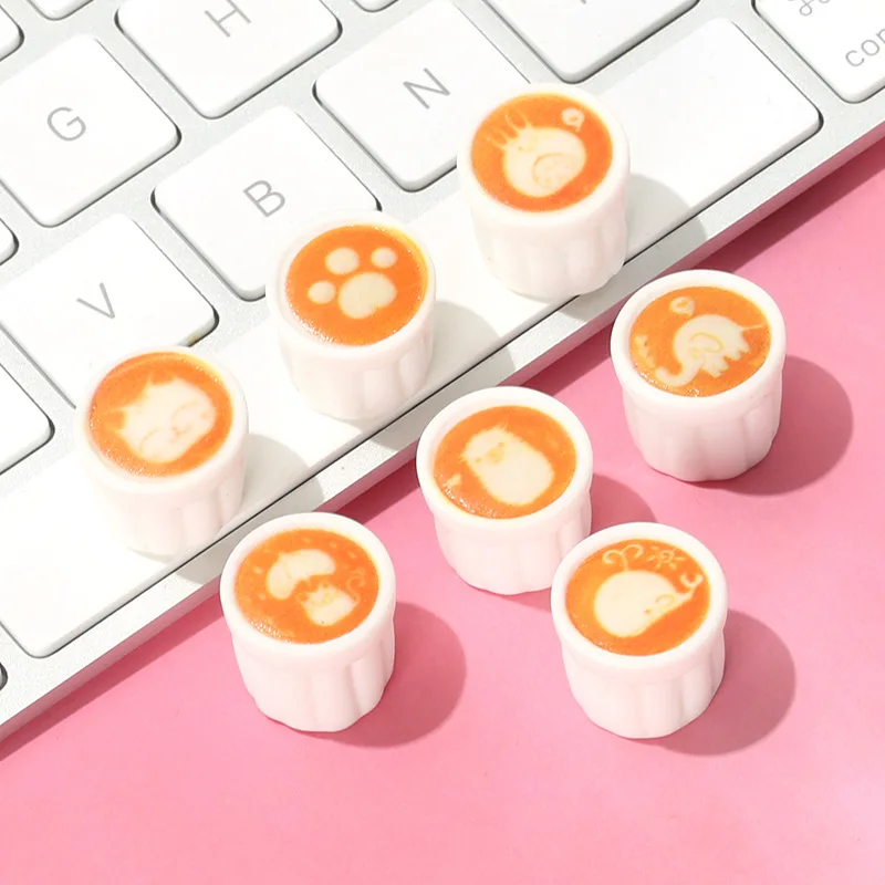 10Pcs Mini Cute Coffee Art Resin Cabochon Accessories Fit Crafts Decoration Hair Bows Center 14mm DIY Latte Art Resin Charms