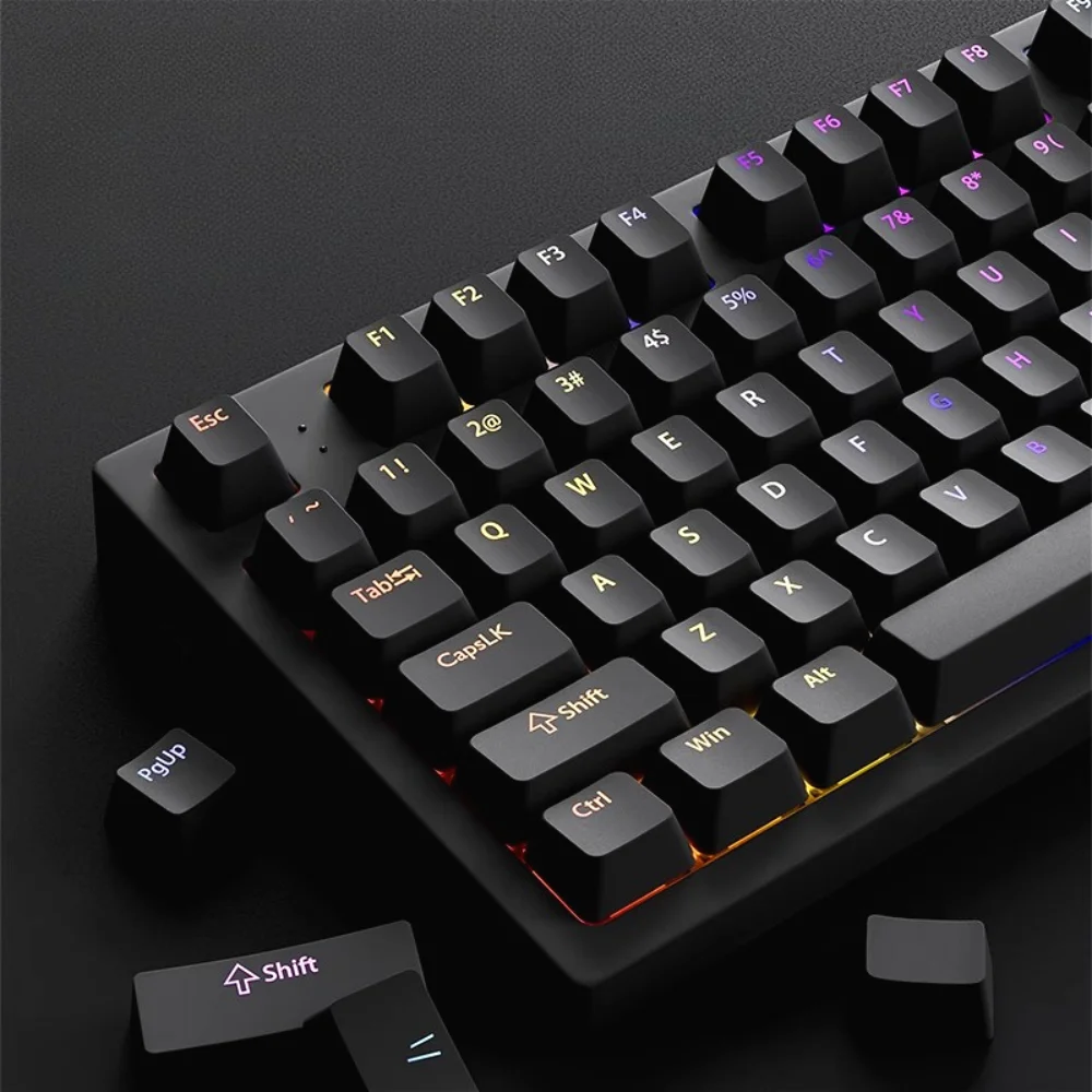

Simple PBT Keycaps with Front Engraved Translucent Keycaps, 120 Key Cherry, Suitable for MX 61/96/104 Mechanical Keyboards
