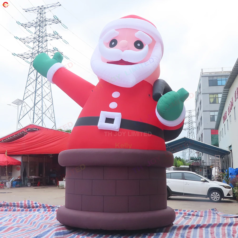 

Outdoor Activities 20ft Giant Inflatable Santa Claus on Chimney Xmas Advertising Model with led light For Yard Decoration