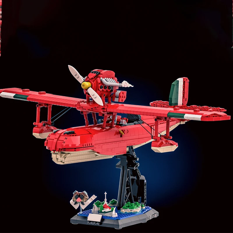

2338PCS MOC Creative Model Porco Rosso Savoia S 21 Folgore Stand Collectible Display DIY Bricks Home Decor Gift Decoration Ideas