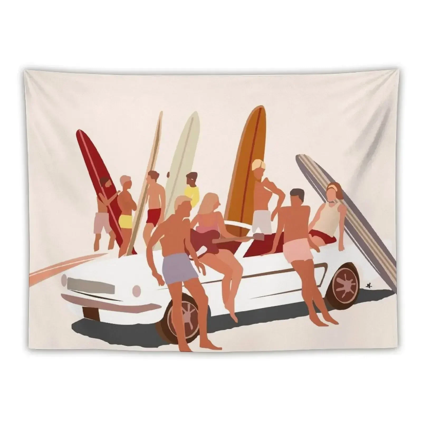 

1960s beach scene Tapestry Cute Room Decor Christmas Decoration Tapestry