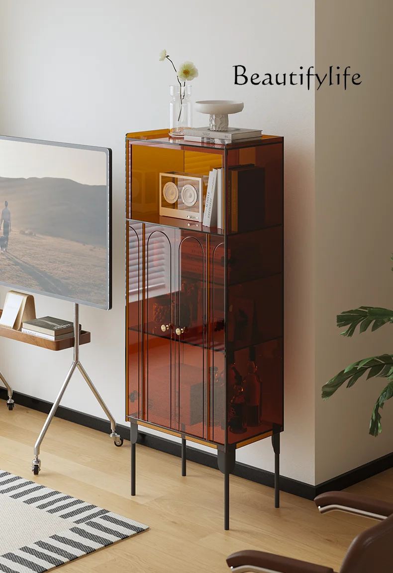

Acrylic dining side entrance cabinet, living room sofa side cabinet, modern simplicity against the wall wine cabinet display des