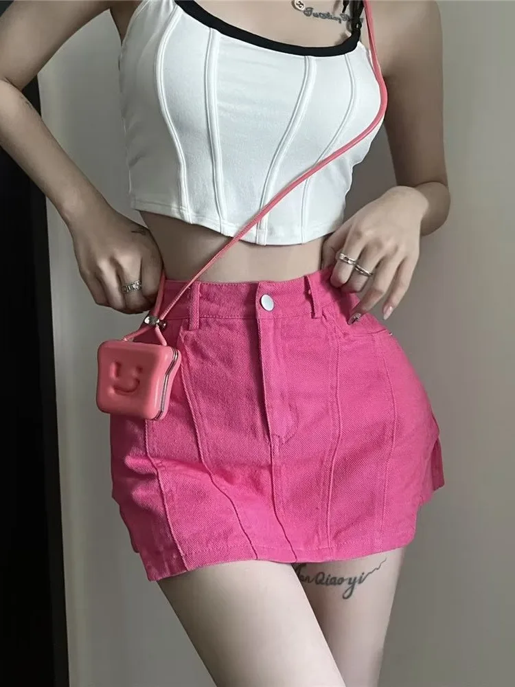 Denim Skirt A-line Skirt  Summer High Waist Slim Pack Hip Skirt Short Skirt Small Half Skirt Super Hot