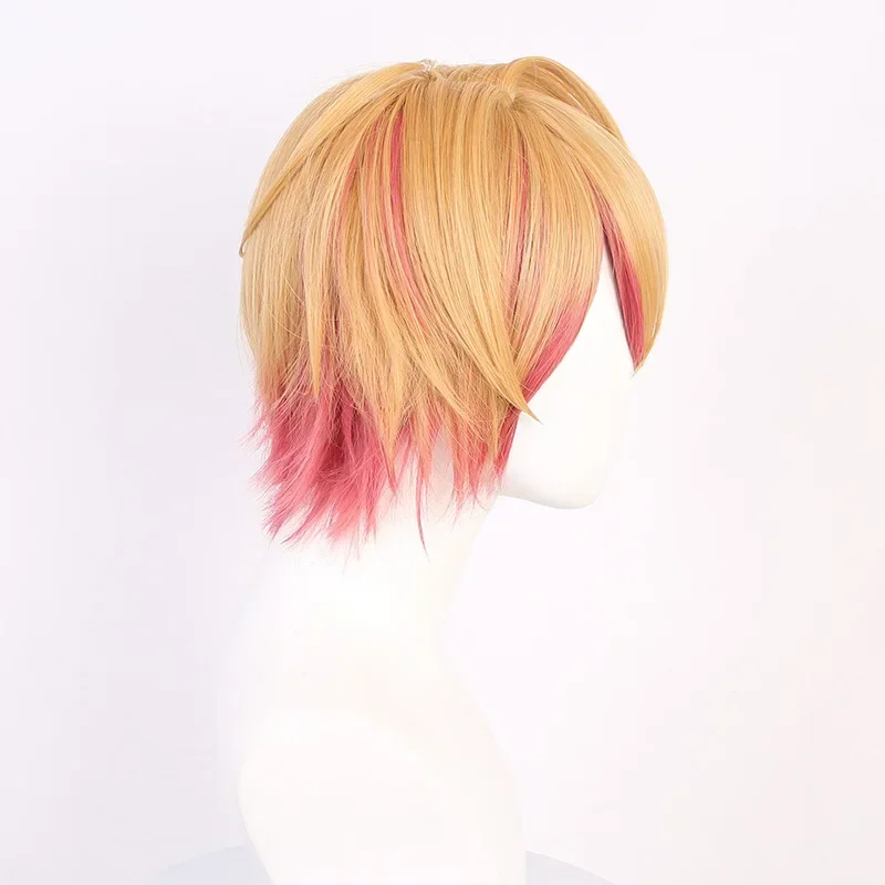 Anime Oshi No Ko Aqua Hoshino Akuamarin Short Yellow Pink Wig Cosplay Hair Cos Party Role Play Props MN1