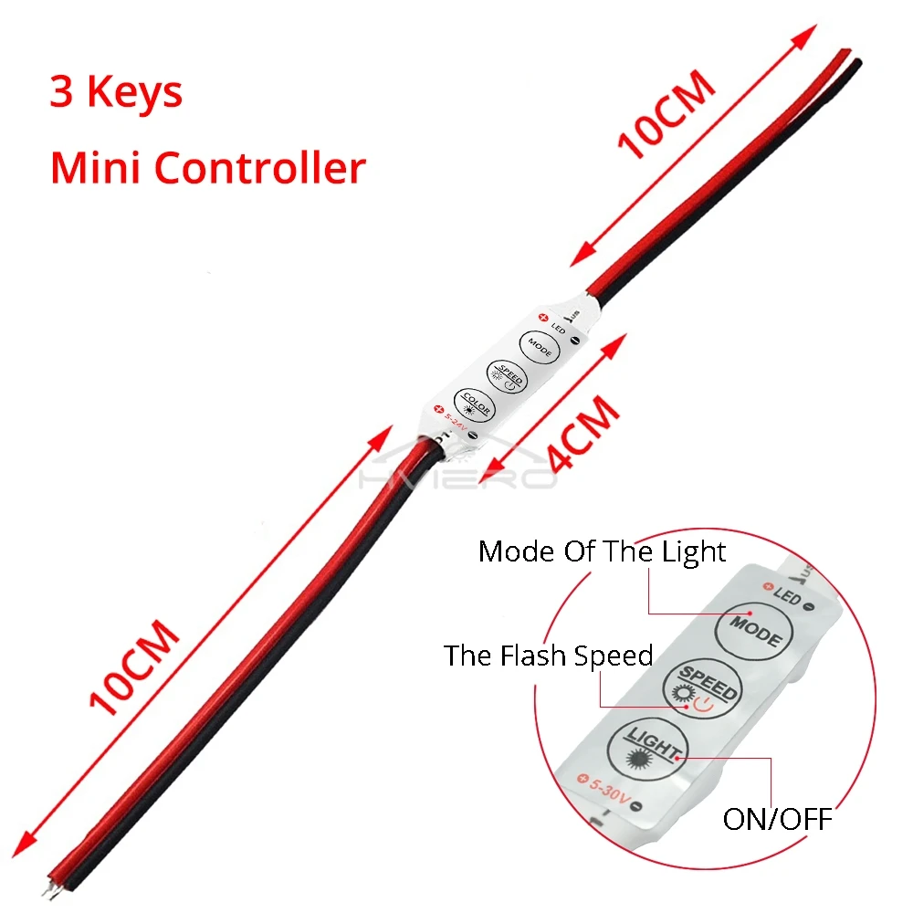 3Keys Single Color LED Light Mini Dimmer Remote Controller for 2835 5050 2Pink DC 5-24V Flexible Led Lamp Strip Holiday Lighting