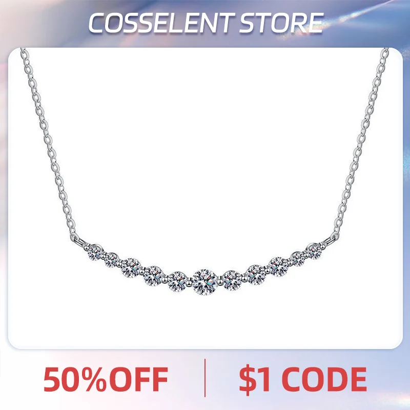 

One Carat Mosonite Necklace S925 Silver Chain Pendant Necklace Snowflake Shape Design High Quality Women's Jewelry