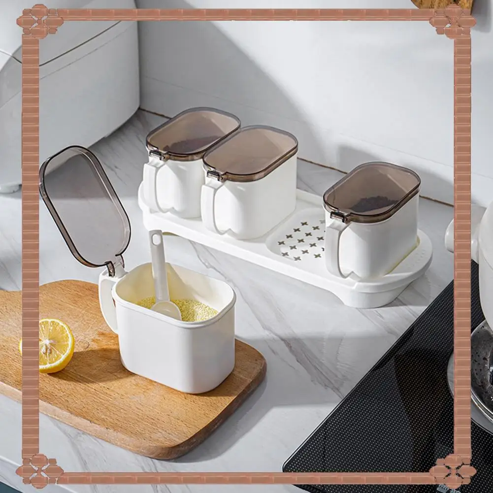 24-Hour Delivery Seasoning Box Set Seasoning Storage Container With Spoon Airtight Spice Box Condiment Jars For Spice Salt Sugar