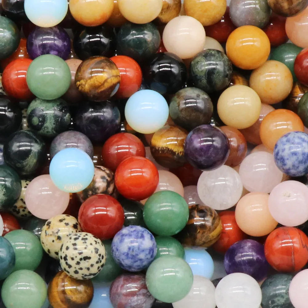 1pc Non-porous 20mm Round Ball Natural Stone Amethyst Agate Crystal Rose Quartz Beads for Jewelry Making Supplies DIY Accessory