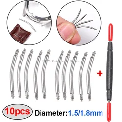 1.5 1.8mm Diameter Watch Bands Link Pin 10pcs Curved Spring Bars 316L Stainless Steel Curved Strap Bracelets Links 18/20/22/24mm