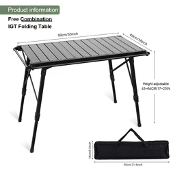 Folding Camping IGT Table Wood Portable Lightweight Camp BBQ Grill Table Removable Outdoor Picnic Fishing Camping Table