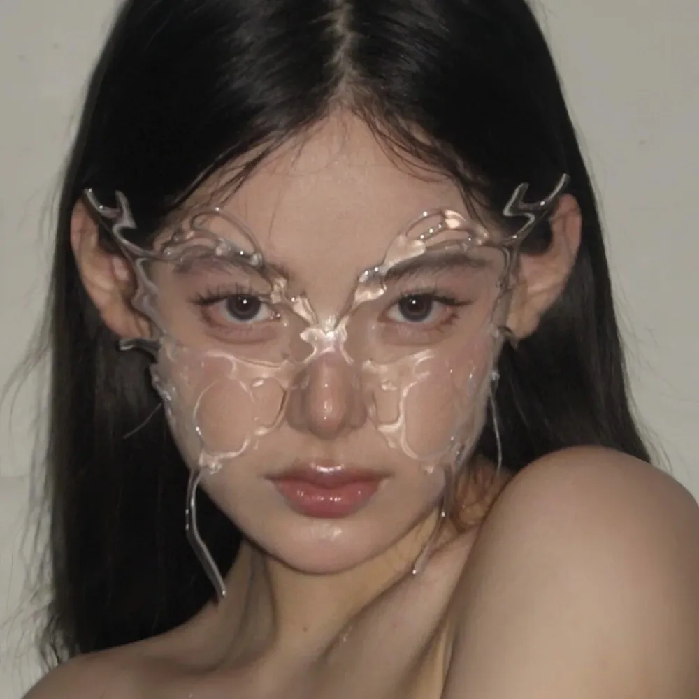 

Fashion Animal Butterfly Mask Resin Transparent Halloween Masks With Hair Clip Cosplay Costume Full Face Cover Fans