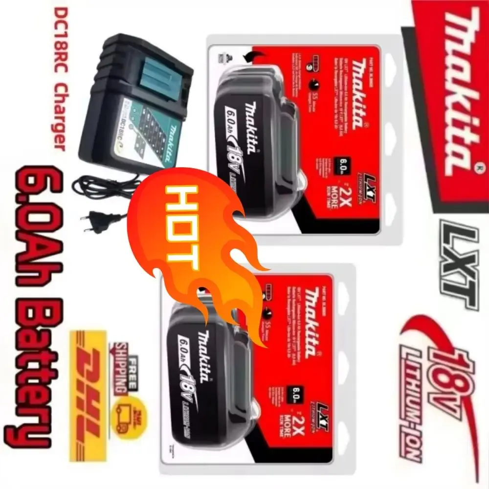 

Genuine Makita 18V 6Ah 5Ah Rechargeable Battery for Makita Power Tools Li-ion Replacement 18v Battery+charger